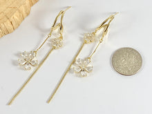 Load image into Gallery viewer, Cute Dainty Long Daisy Tassel Earrings in 18K gold plated Copper 2 pairs
