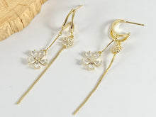 Load image into Gallery viewer, Cute Dainty Long Daisy Tassel Earrings in 18K gold plated Copper 2 pairs
