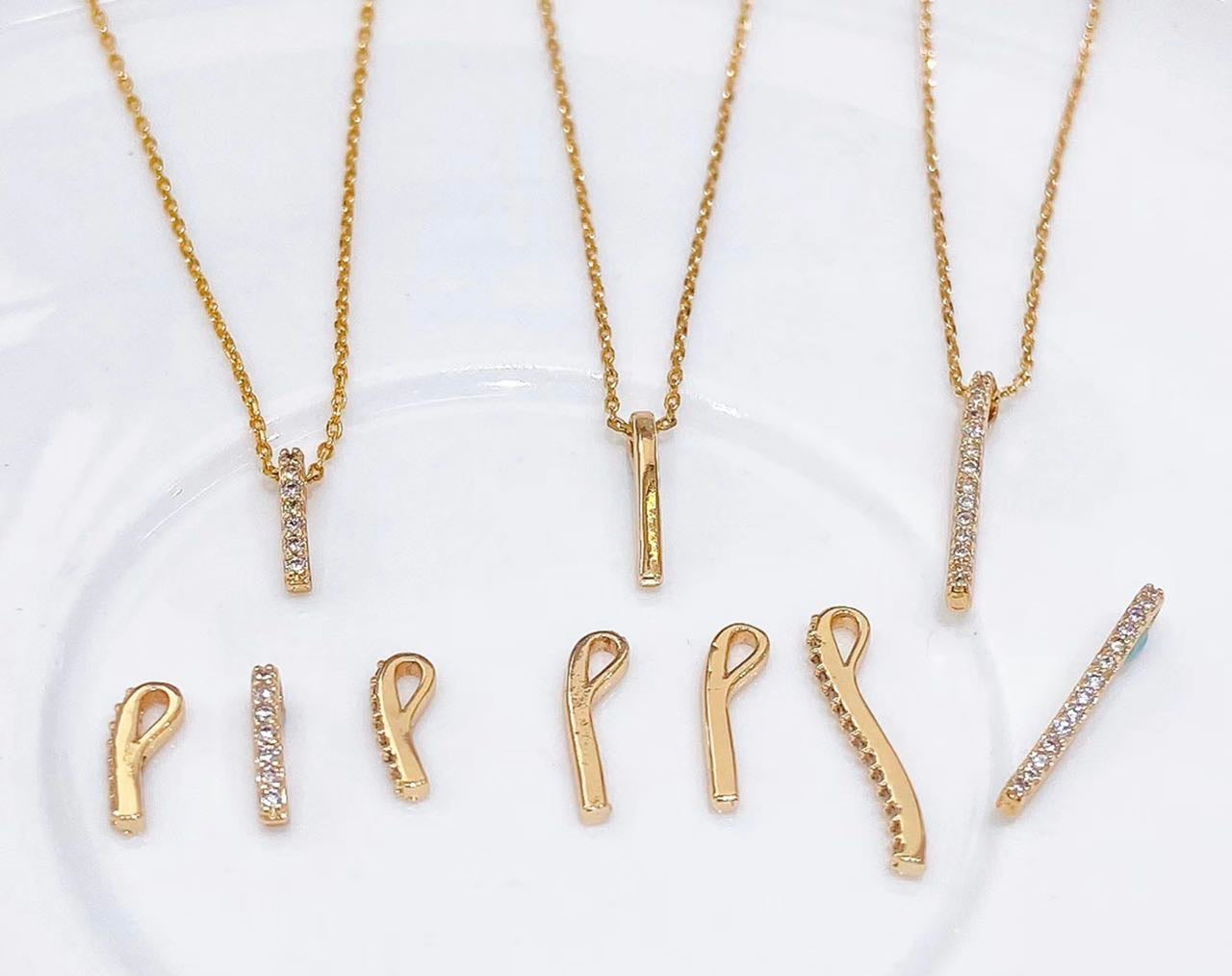 Real Gold/Silver Plated 18K Bar Stick Charm/Pendant Over Copper ---Groups of 5 pcs.  *Necklace not included. 6 Groups