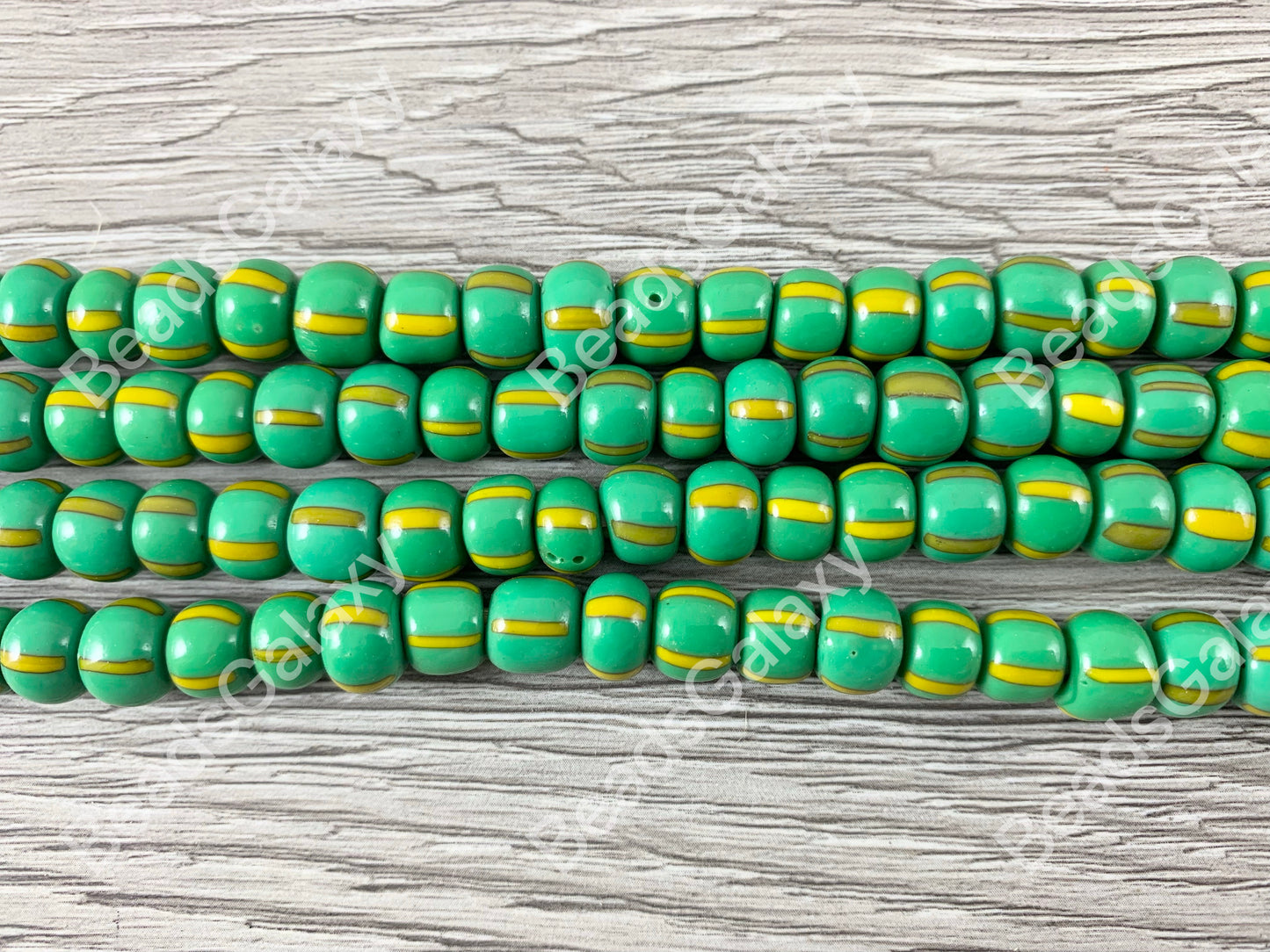 Handmade Green Sankas Glass Beads From Ghana Africa