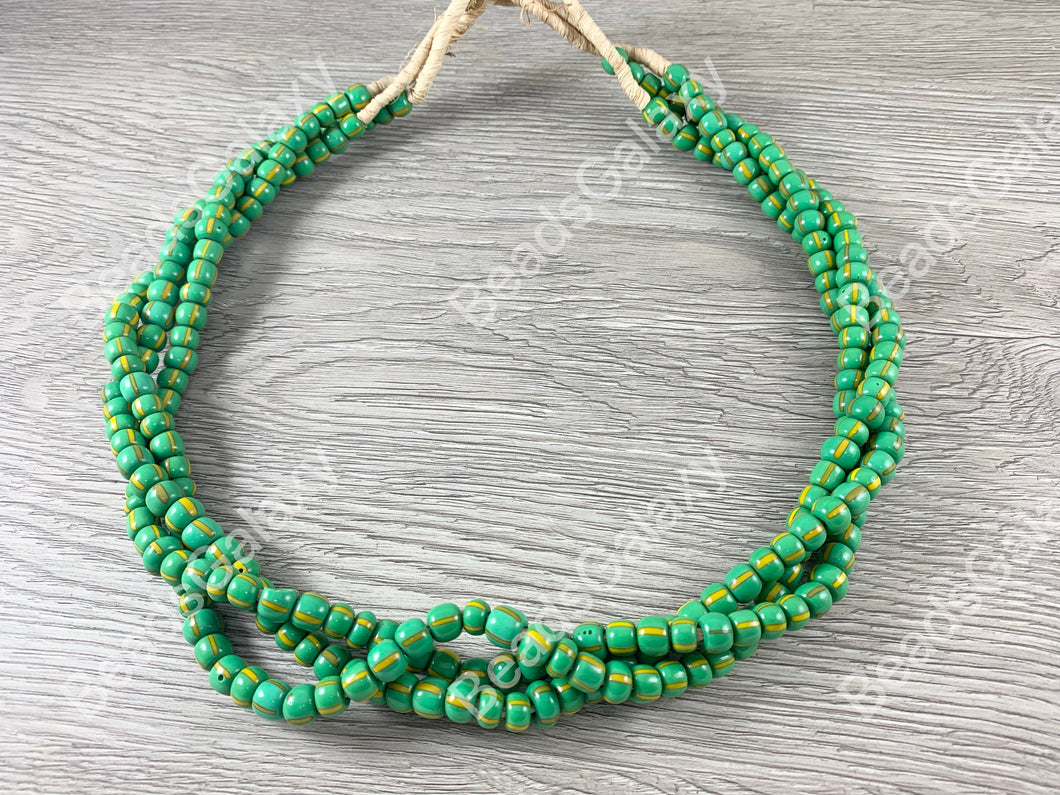 Handmade Green Sankas Glass Beads From Ghana Africa