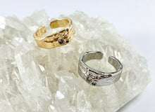 Load image into Gallery viewer, Real 18K Gold/Silver Plated Hammered CZ Pave Adjustable Ring Band 4pcs
