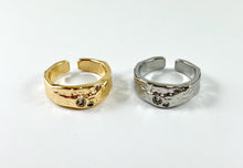 Load image into Gallery viewer, Real 18K Gold/Silver Plated Hammered CZ Pave Adjustable Ring Band 4pcs
