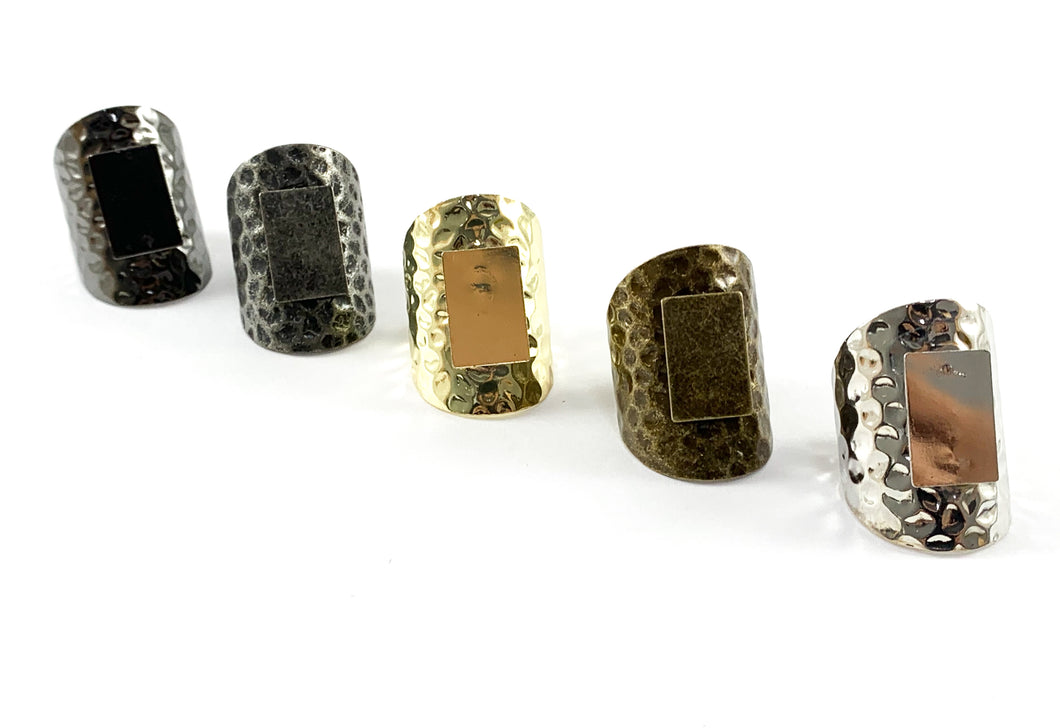 Hammered Fancy Gunmetal Matte Gunmetal Gold Bronze Silver Blank Rings over Copper Base 10pcs