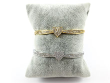 Load image into Gallery viewer, Real Gold/Platinum 18K Plated Copper CZ Pave Heart Bracelet Cuffs
