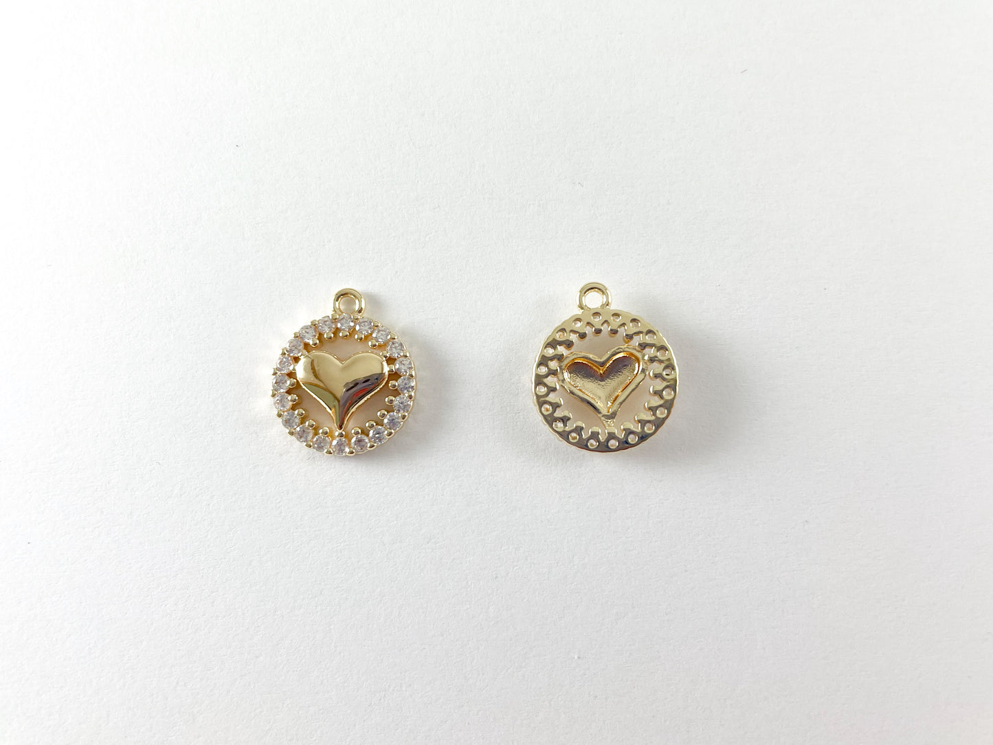 Real Gold 18K Plated Micro CZ Heart Pave Charm Over Brass 6pcs