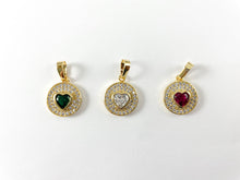 Load image into Gallery viewer, Sweet Heart Charms -18K Gold Plated Micro CZ Pave Hearts Diamond Ruby Emerald Over Brass 6pcs
