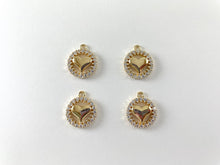 Load image into Gallery viewer, Real Gold 18K Plated Micro CZ Heart Pave Charm Over Brass 6pcs
