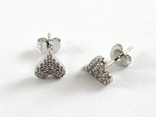 Cargar imagen en el visor de la galería, Real 18K Gold / Platinum Plated Pave Heart Earring Stud Over Copper 4pairs
