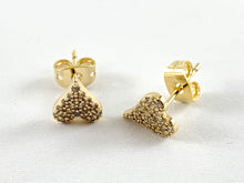 Cargar imagen en el visor de la galería, Real 18K Gold / Platinum Plated Pave Heart Earring Stud Over Copper 4pairs
