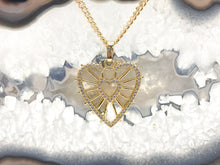 Load image into Gallery viewer, Heart Blast Pendant - CZ Pave 18K Gold Plated Filigree Heart in Heart in Copper Base 5pcs
