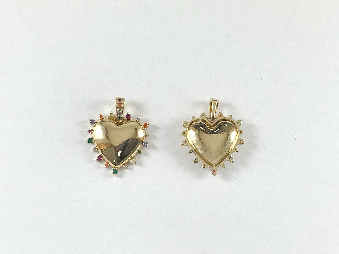 18K Gold Plated Copper Multi CZ Pave Heart Pendant Charm 4pcs