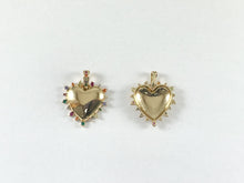 Load image into Gallery viewer, 18K Gold Plated Copper Multi CZ Pave Heart Pendant Charm 4pcs
