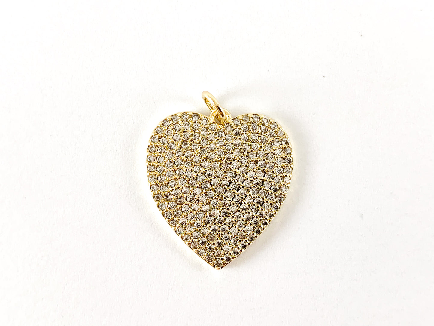 18K gold plated Antique Silver Plated Rhinestone CZ Pave Heart Pendant 3pcs