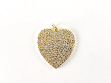 Load image into Gallery viewer, 18K gold plated Antique Silver Plated Rhinestone CZ Pave Heart Pendant 3pcs
