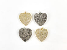 Load image into Gallery viewer, 18K gold plated Antique Silver Plated Rhinestone CZ Pave Heart Pendant 3pcs
