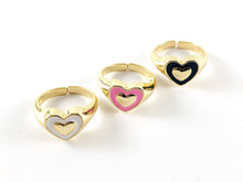 Load image into Gallery viewer, Real Gold 18K Plated Enamel Heart Ring 5pc
