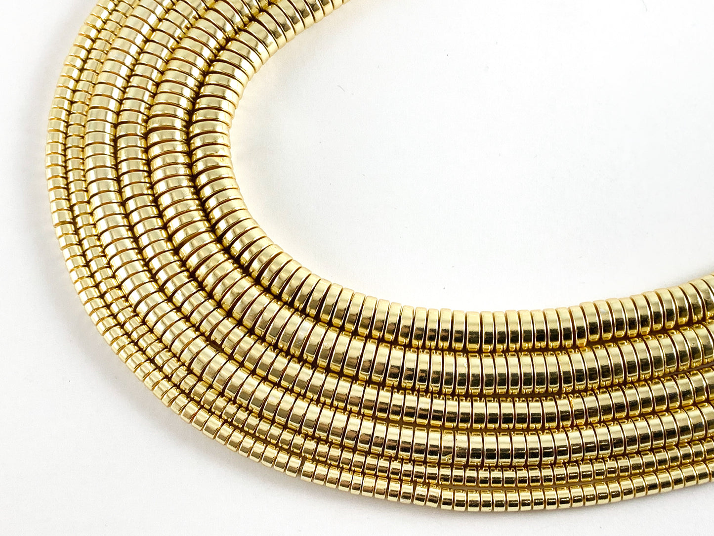 Real 18K Gold Plated Hematite Heishi Shiny Beads Around 15"-16" -1 strand