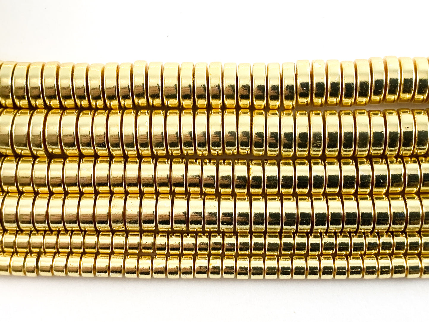 Real 18K Gold Plated Hematite Heishi Shiny Beads Around 15"-16" -1 strand