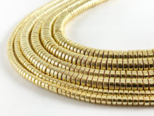 Load image into Gallery viewer, Real 18K Gold Plated Hematite Heishi Shiny Beads Around 15&quot;-16&quot; -1 strand
