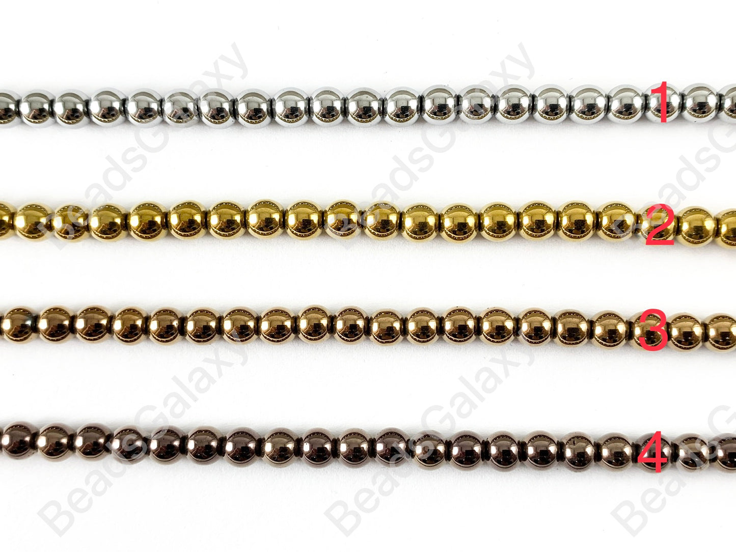 Cuentas de energía redondas de hematita natural lisas de 6 mm alrededor de 15"-16" Plata metálica Oro Bronce Cobre Gunmetal Negro Multi Marrón Verde Azul