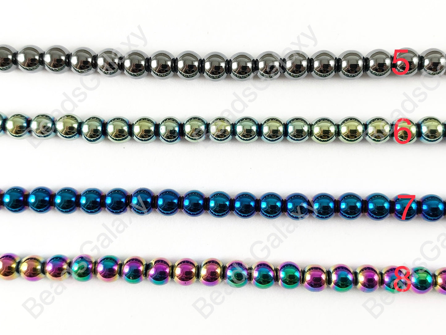 Cuentas de energía redondas de hematita natural lisas de 6 mm alrededor de 15"-16" Plata metálica Oro Bronce Cobre Gunmetal Negro Multi Marrón Verde Azul