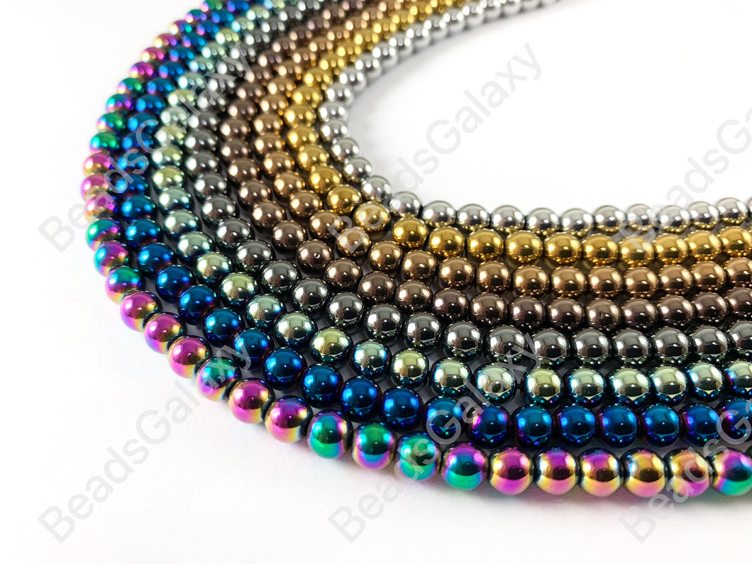 Smooth 6mm Natural Hematite Round Energy Beads Around 15