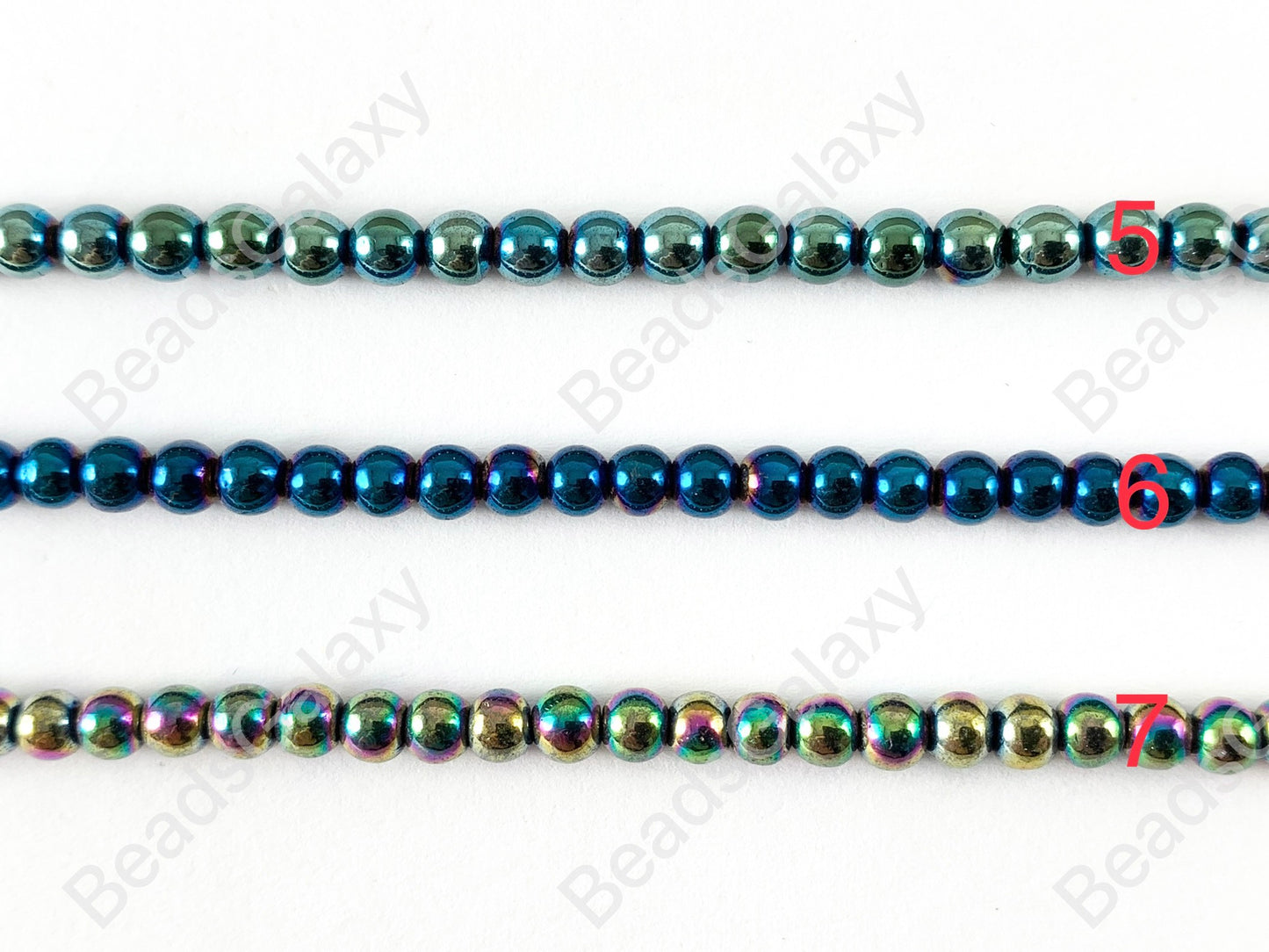 Cuentas de energía redondas de hematita natural lisas de 4 mm alrededor de 15 "-16" Plata metálica Oro Bronce Cobre Gunmetal Negro Multi Marrón Verde Azul