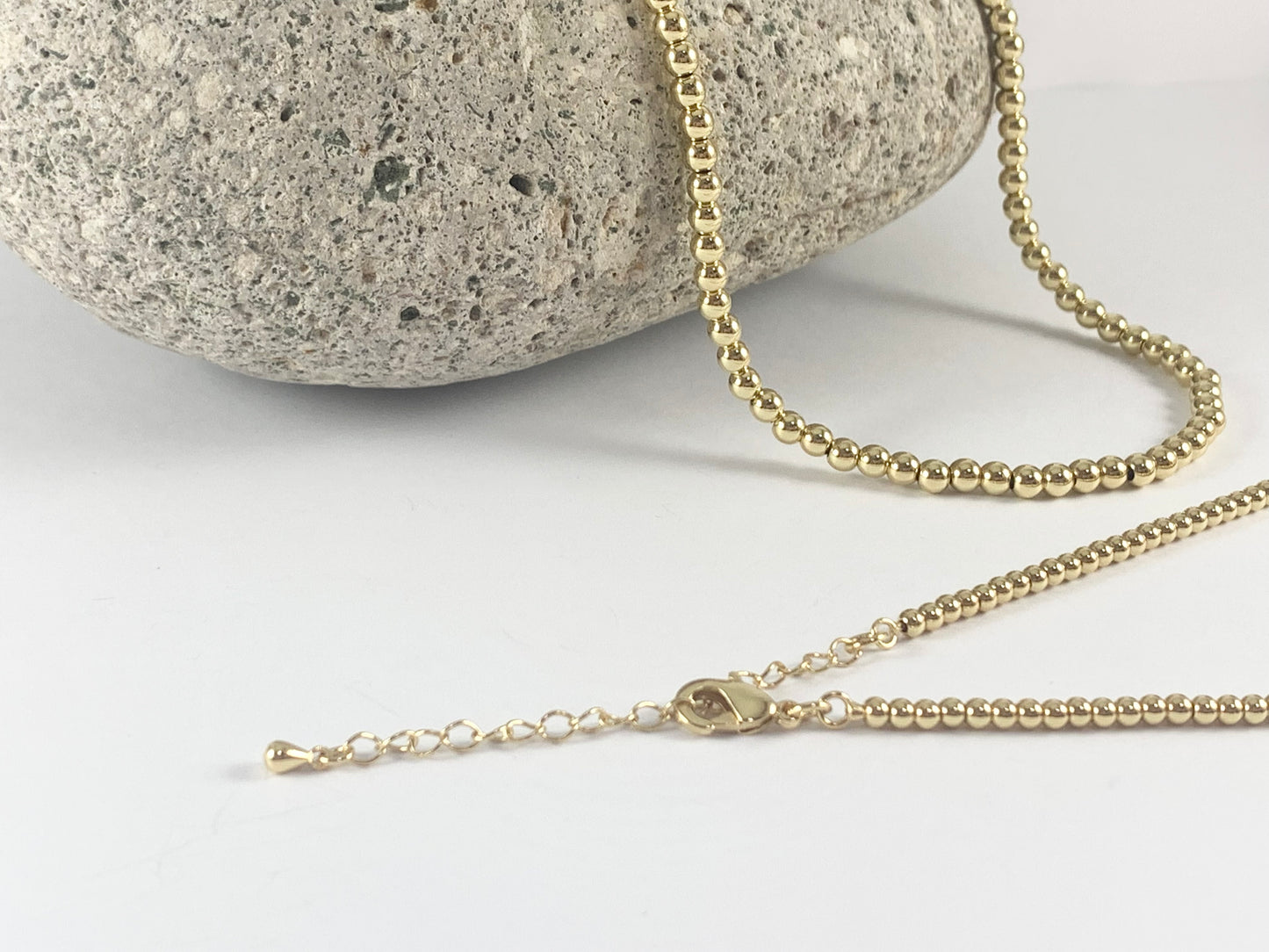 18K Gold Plated Hematite Finished Necklace 16" with extender 5 or 3 pcs