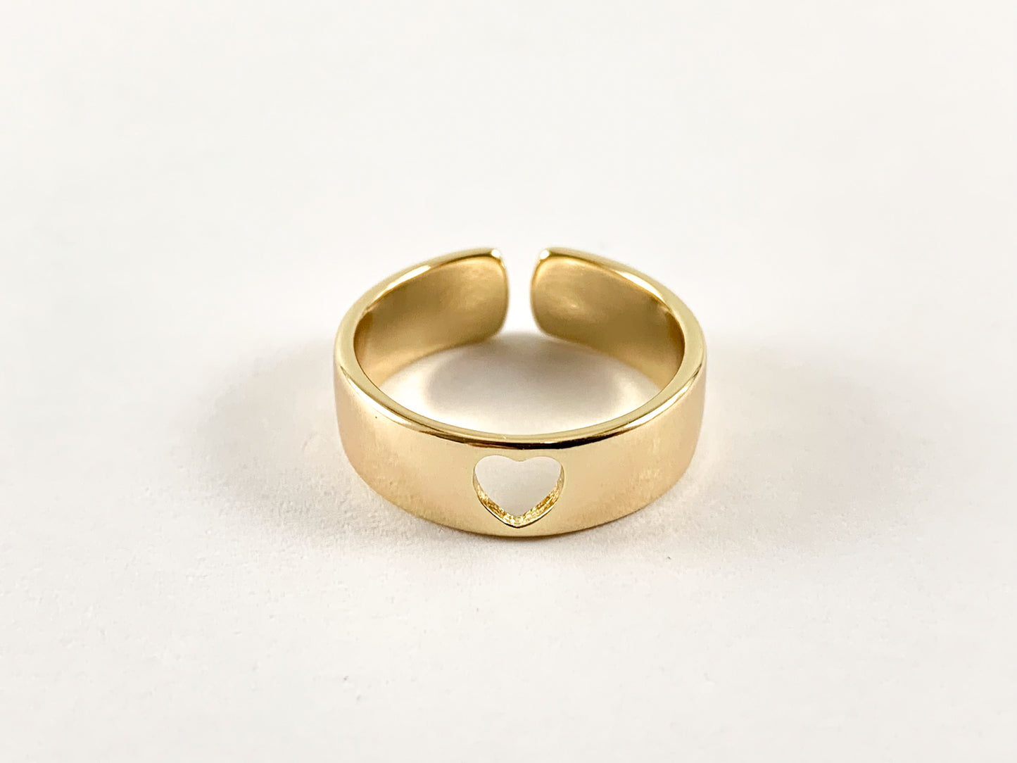 Real Gold 18K Plated Copper Heart Band Adjustable Ring 4 pc