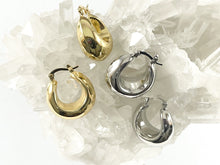 Load image into Gallery viewer, 18K Gold or Platinum Plated Chunky Earring Huggies Hoops 3 pairs
