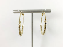 Load image into Gallery viewer, 18K Gold Plated Large Beaded Hoops Earring over Copper 3 pairs
