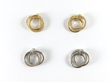 Load image into Gallery viewer, Real Gold/Platinum 18K Plated CZ Pave Triple Circle Rings Dangle Pendant Over Brass 5pcs
