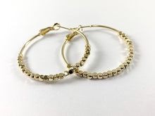 Load image into Gallery viewer, 18K Gold Plated Large Beaded Hoops Earring over Copper 3 pairs
