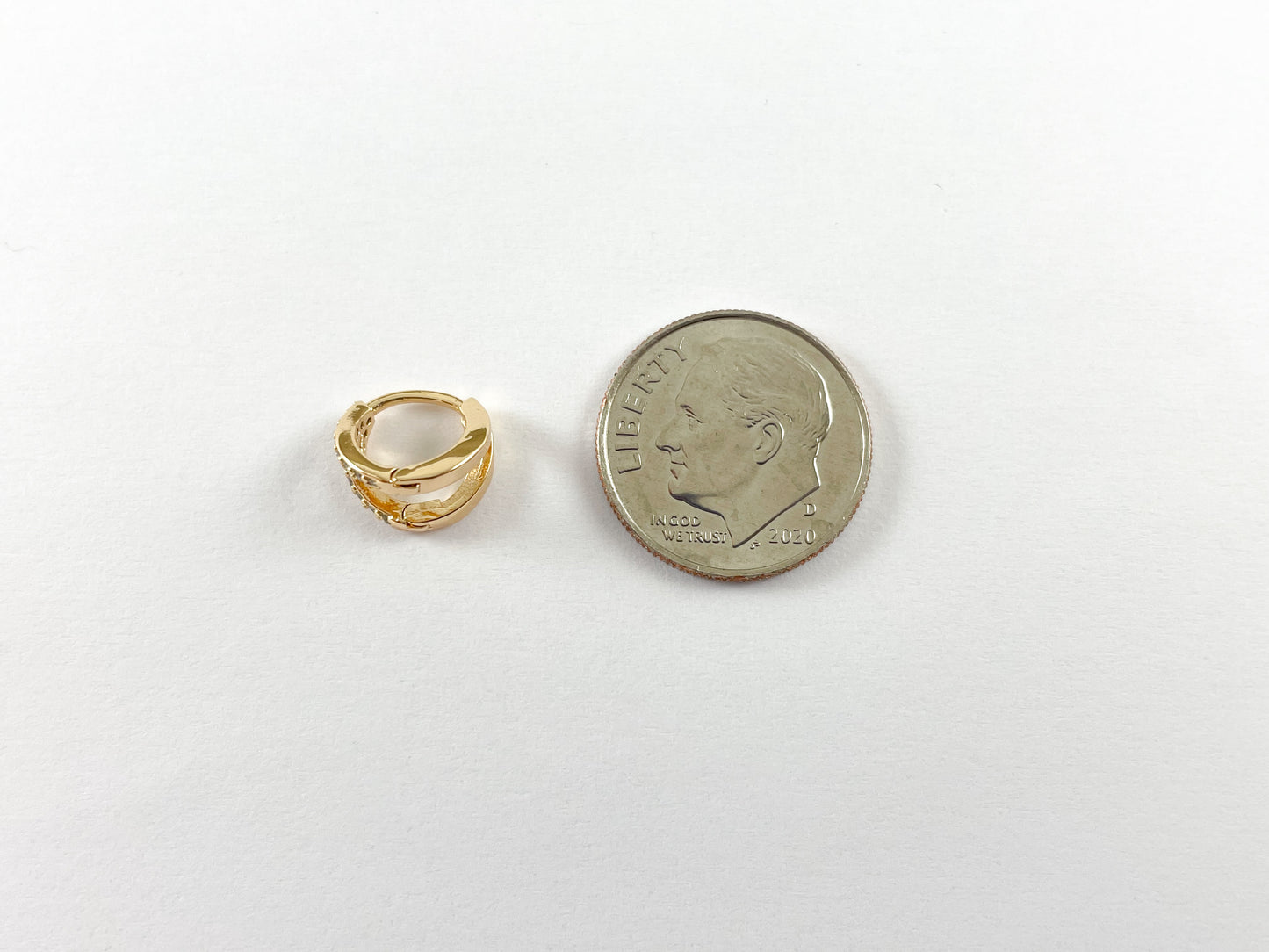 18K Gold Plated CZ Pave Dainty Infinity Earring Huggies Over Copper 5 pairs