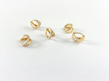 Load image into Gallery viewer, 18K Gold Plated CZ Pave Dainty Infinity Earring Huggies Over Copper 5 pairs
