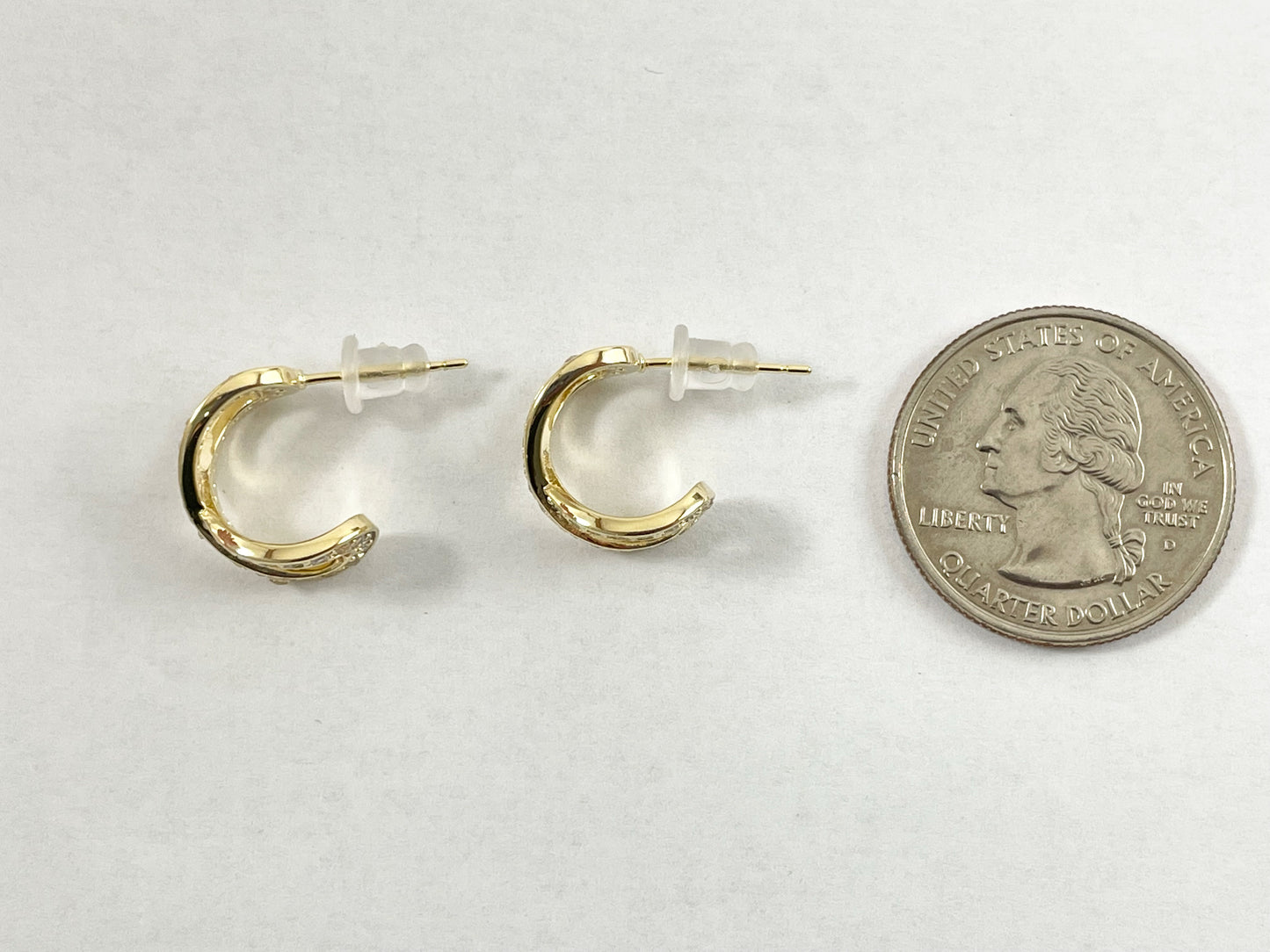 Real Gold 18K Plated Micro CZ Pave Infinity Eternity Huggies Earrings Over Brass 3 pairs