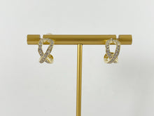 Load image into Gallery viewer, Real Gold 18K Plated Micro CZ Pave Infinity Eternity Huggies Earrings Over Brass 3 pairs
