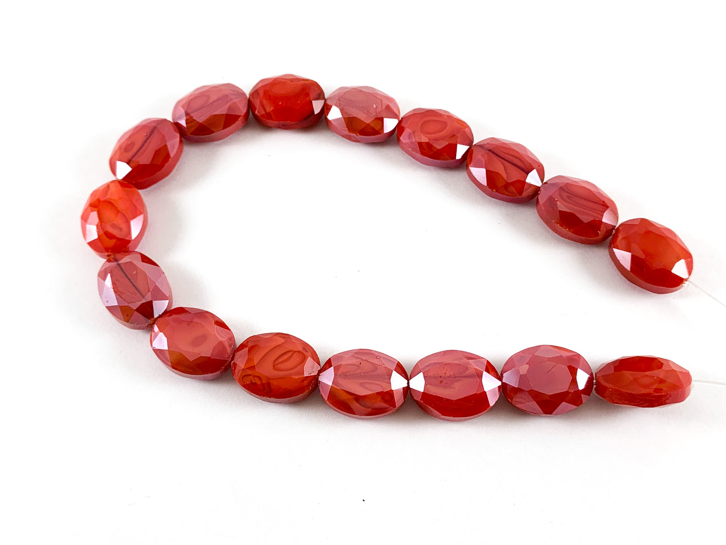 Faceted Shiny 12x16mm Dyed Jade Glass Oval Crystal Strands