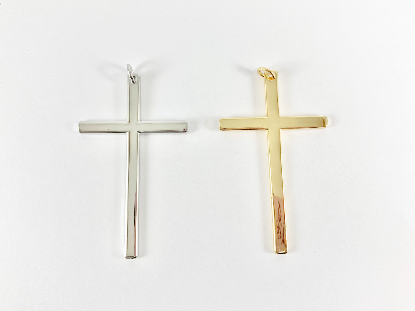 Large Plain Cross Pendant in 18K Gold or Silver Plated over Copper Cross 5 pcs