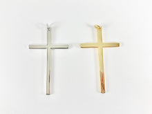 Load image into Gallery viewer, Large Plain Cross Pendant in 18K Gold or Silver Plated over Copper Cross 5 pcs
