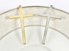 Load image into Gallery viewer, Large Plain Cross Pendant in 18K Gold or Silver Plated over Copper Cross 5 pcs
