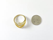 Cargar imagen en el visor de la galería, Anillo ajustable de racimo de doble banda con pavé de circonita chapada en oro/plata de 18 quilates, 4 piezas
