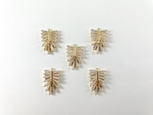 Load image into Gallery viewer, 18K Gold Plated CZ Pave Baguette Feather Leaf Charm Over Copper 8pcs
