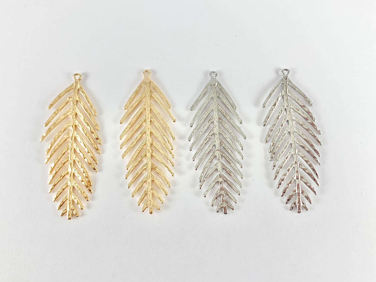 Delicately Detailed Leaf Pendants in 18k Gold or Silver Plating over Copper 6 pcs