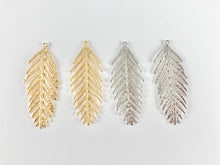 Load image into Gallery viewer, Delicately Detailed Leaf Pendants in 18k Gold or Silver Plating over Copper 6 pcs
