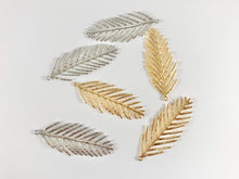 Load image into Gallery viewer, Delicately Detailed Leaf Pendants in 18k Gold or Silver Plating over Copper 6 pcs
