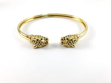 Load image into Gallery viewer, Real Gold 18K Plated Copper Panther Leopard Jaguar Open Front Cuffs/Bangles 1pc
