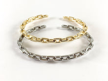 Load image into Gallery viewer, Real Gold/Platinum 18K Plated Copper Simple Oval Chain Linked Adjustable Bracelet Cuffs 3pc
