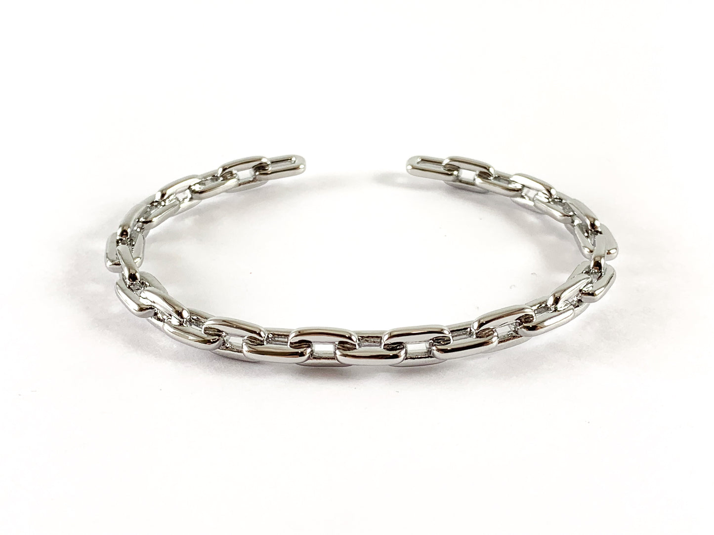 Real Gold/Platinum 18K Plated Copper Simple Oval Chain Linked Adjustable Bracelet Cuffs 3pc